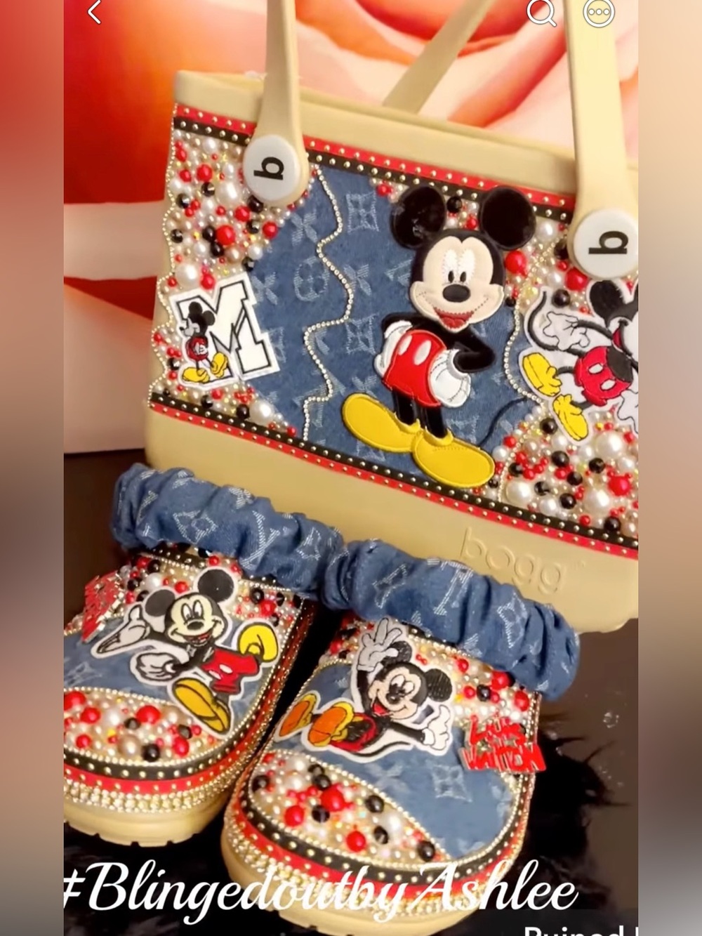 Mickey Mouse Denim-Style Bag & Clog Set - Blue/Yellow